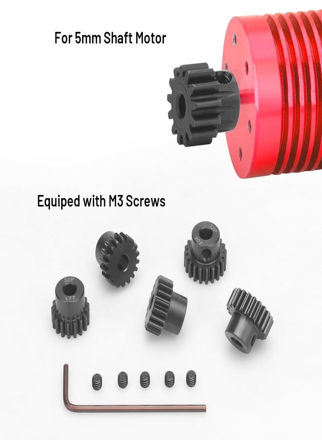 daitoku 32P 5mm Pinion Motor Gear Sets, daitoku 5PCS RC Pinion Gears 17T 18T 19T 20T 21T for HPI Kyosho Losi Axial Tamiya 1/8 1/10 RC Car - Image 4
